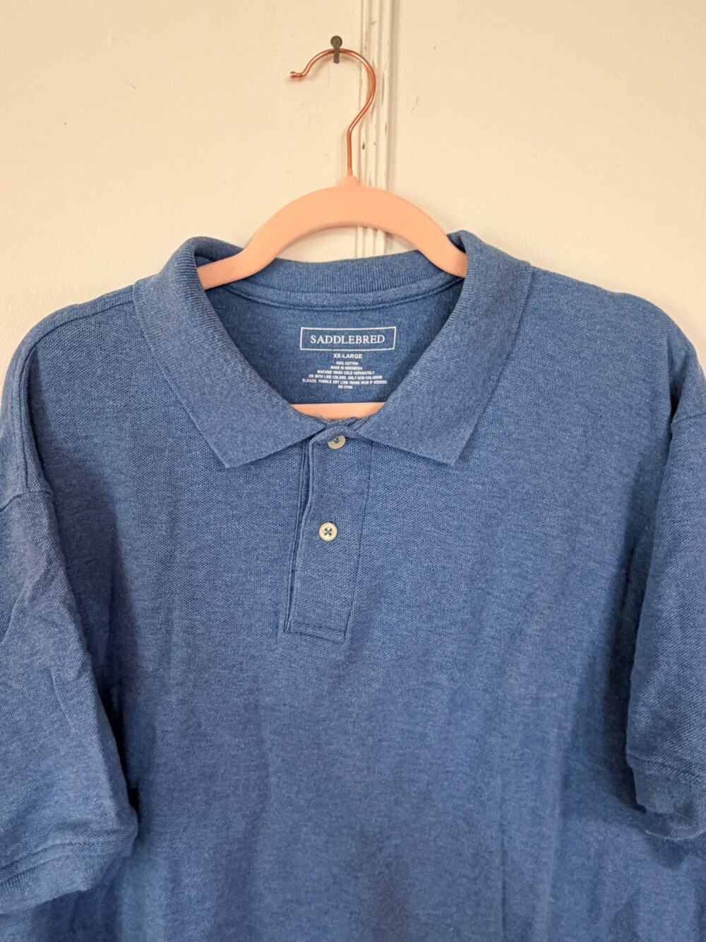 Saddlebred Men's Short Sleeve Polo Shirt Size XXL Blue